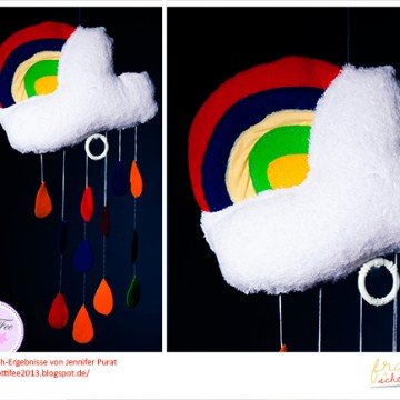 Wolken-Spieluhr mit Regenbogen nähen