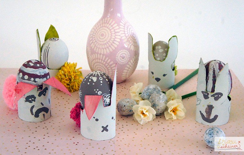 DIY Klopapierrolle Eierbecher recycling Hase