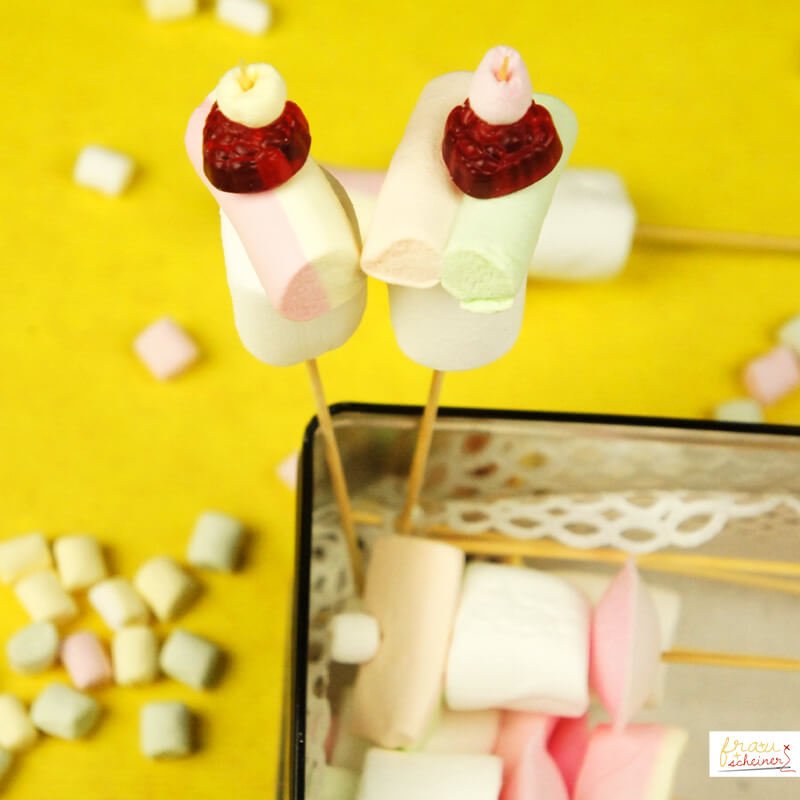 Marshmallow Spieße diy Geburtstag schule