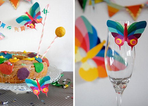 diy Party Deko Geburtstagsdeko Wimpelkette aus Papier Tischdeko und Schmetterlinge