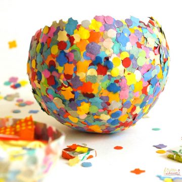Konfetti Schalen diy Fastnacht Kleister recycling Karneval Luftballon Fasching basteln mit Kindern Bonboniere bonbon schüsselchen Pappmachee