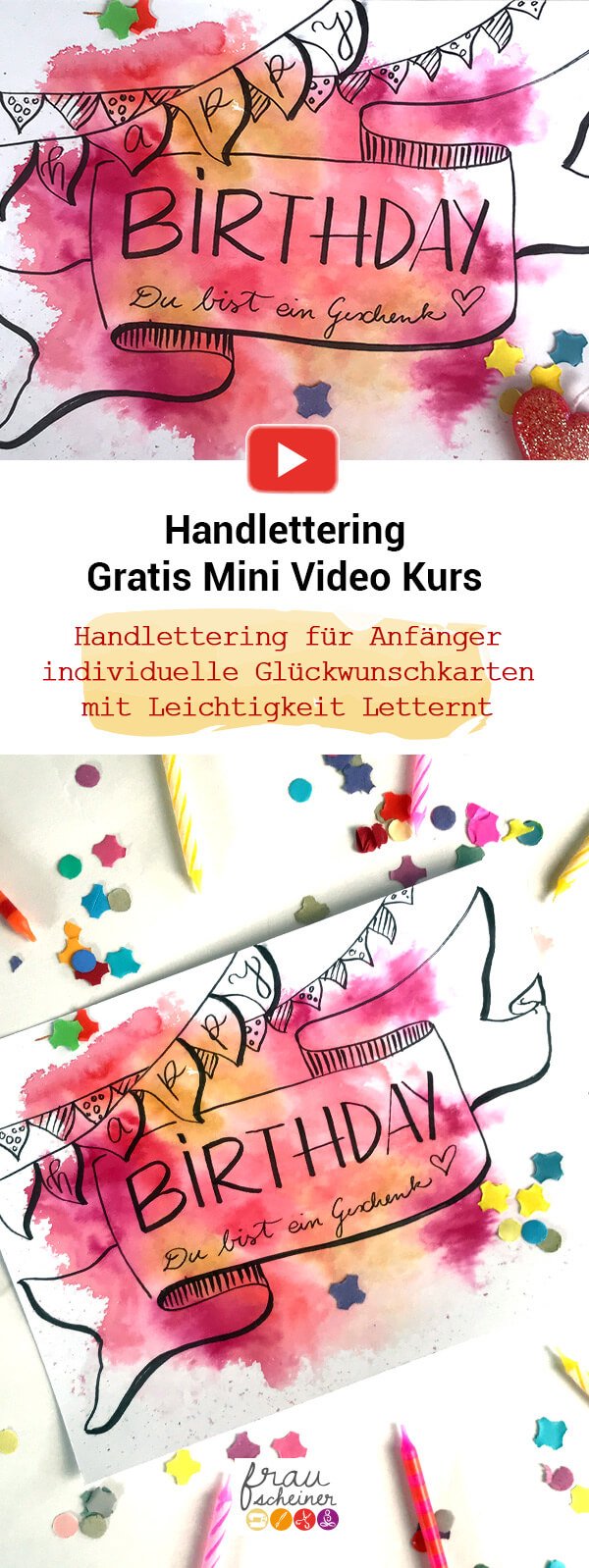 Aquarell Farbverlauf Hintergrund Handlettering für Anfänger