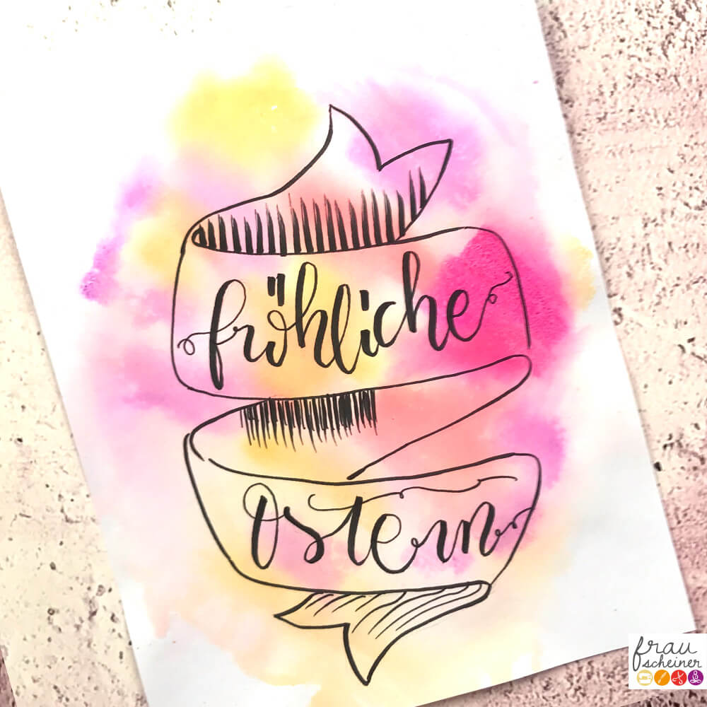 Oster Lettering Banner Aquarellhintergrund