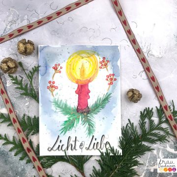 Licht und Liebe Brush Pen Aquarell Weihnachtskarte Lettering