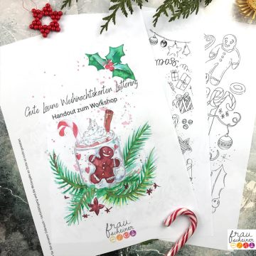 Weihnachtskarten Zeichnen-Vorlage Handout