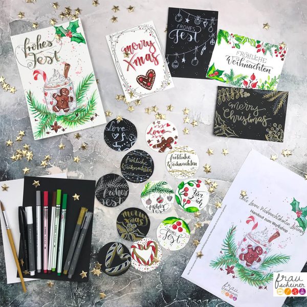Weihnachtskarte Lettering Online Kurs Rundum Sorglos Paket