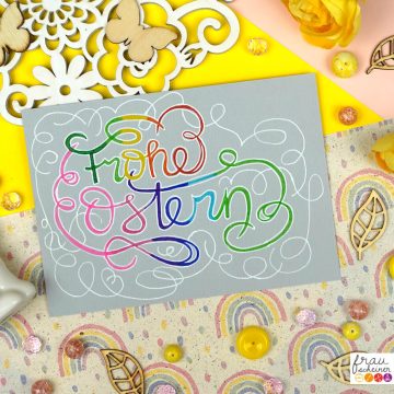 Frohe Ostern Osterkarte-Schnörkel-Handlettering