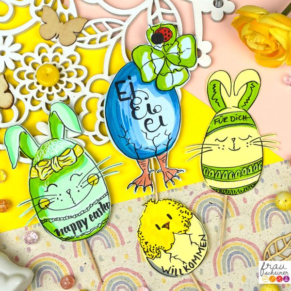 Ostern Schilder Hase-Handlettering